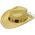 Paper Straw Western Beige Cowboy Hat with Beaded Band