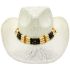 Paper Straw Western White Cowboy Hat with Beaded Band