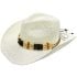 Paper Straw Western White Cowboy Hat with Beaded Band