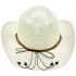 Paper Straw Western White Cowboy Hat with Beaded Band