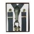 Gray suspenders with four-clip for Adults