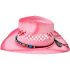 Breathable Raffia Straw Pink Cowboy Hat with Beaded Band
