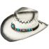 Breathable Raffia Straw White Cowboy Hat with Beaded Band - Black Shaded