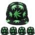Marijuana Leaf Pattern Adjustable Black Snapback Cap