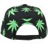 Marijuana Leaf Pattern Adjustable Black Snapback Cap