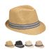 Classic Strip Banded Straw Trilby Fedora Hat Set