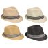 Classic Strip Banded Straw Trilby Fedora Hat Set