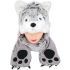 Gray Lone Wolf Hat with Paws