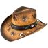 Brown Hollow Straw Beach Cowboy Hat with Bull Band
