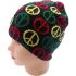 Bulk Green Red Yellow Peace Sign Pattern Beanie Hat