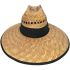 Straw Summer Hat with Plain Black Bandana