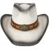 White Paper Straw Cowboy Hat with Eagle Style Lace Leather Band - Black Shade 