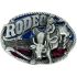 Blue & Red Rodeo Belt Buckle