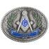 Mason Belt Buckle - Blue & Silver Masonic Symbol