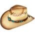 Breathable Raffia Straw Brown Cowboy Hat with Beaded Band