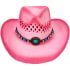Breathable Raffia Straw Pink Cowboy Hat with Beaded Band