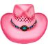 Breathable Raffia Straw Pink Cowboy Hat with Beaded Band