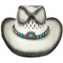 Breathable Black Shaded Raffia Straw Beaded Band Kid's White Cowboy Hat