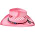 Breathable Pink Raffia Straw Beaded Band Kid's Cowboy Hat