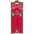 Adjustable Bowtie Suspender Set for Kids - Elastic Y-Back Design with Strong Metal Clips - Hot Pink