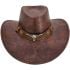 Vintage Leather Cowboy Hats with Quality Leather Band and Bull Buckle - Black and Brown