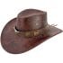 Vintage Leather Cowboy Hats with Quality Leather Band and Bull Buckle - Black and Brown