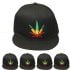 Marijuana Leaf Embroidered Black Snapback Cap