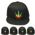 Marijuana Leaf Embroidered Black Snapback Cap