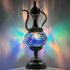 Cold Blue Vintage Tiffany Lamp with Mosaic Teapot Design - Without Bulb