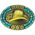 Cowboy Hat Design Turquoise Beaded Western Belt Buckle