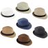 Elegant Mixed Color Paper Straw Trilby Fedora Hat with Black Band