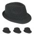 White Pinstripes Black Trilby Fedora Hat