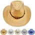 Baby Kid's Straw Cowboy Sun Summer Hat Set with Ear Flaps