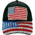 USA Flag Rhinestone Black Caps - American Patriotism Design