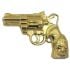 Golden Revolver & Skull Handle Belt Buckle