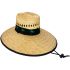 Straw Summer Hat with Green Palm Tree on Black Bandana