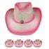 Paper Straw Pink Shade Western Cowboy Hat