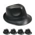 Vintage Jazz Style Black Leather Trilby Fedora Hat