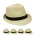 Classic Beige Toyo Straw Trilby Fedora Hat with Black Strip Band