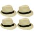 Classic Beige Toyo Straw Trilby Fedora Hat with Black Strip Band