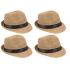 Classic Tan Toyo Straw Trilby Fedora Hat with Black Strip Band