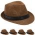 Classic Coffee Color Toyo Straw Trilby Fedora Hat with Black Strip Band