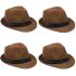 Classic Coffee Color Toyo Straw Trilby Fedora Hat with Black Strip Band