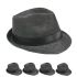 Classic Black Toyo Straw Trilby Fedora Hat with Black Strip Band