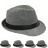 Classic Gray Toyo Straw Trilby Fedora Hat with Black Strip Band