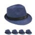 Classic Blue Toyo Straw Trilby Fedora Hat with Black Strip Band