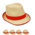 Brown Straw Trilby Fedora Hat with Red Strip Band