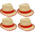 Brown Straw Trilby Fedora Hat with Red Strip Band
