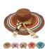 Wide Brim Summer Floppy Hat with Ribbon Knot Multicolored
