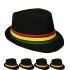 Black Adult Trilby Set with Rasta Strip Band